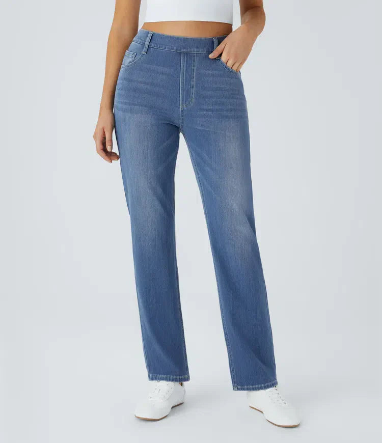 Elastiska och bekväma byxor med hög midja/Elastische & Comfortabele Broek Met Hoge Taille