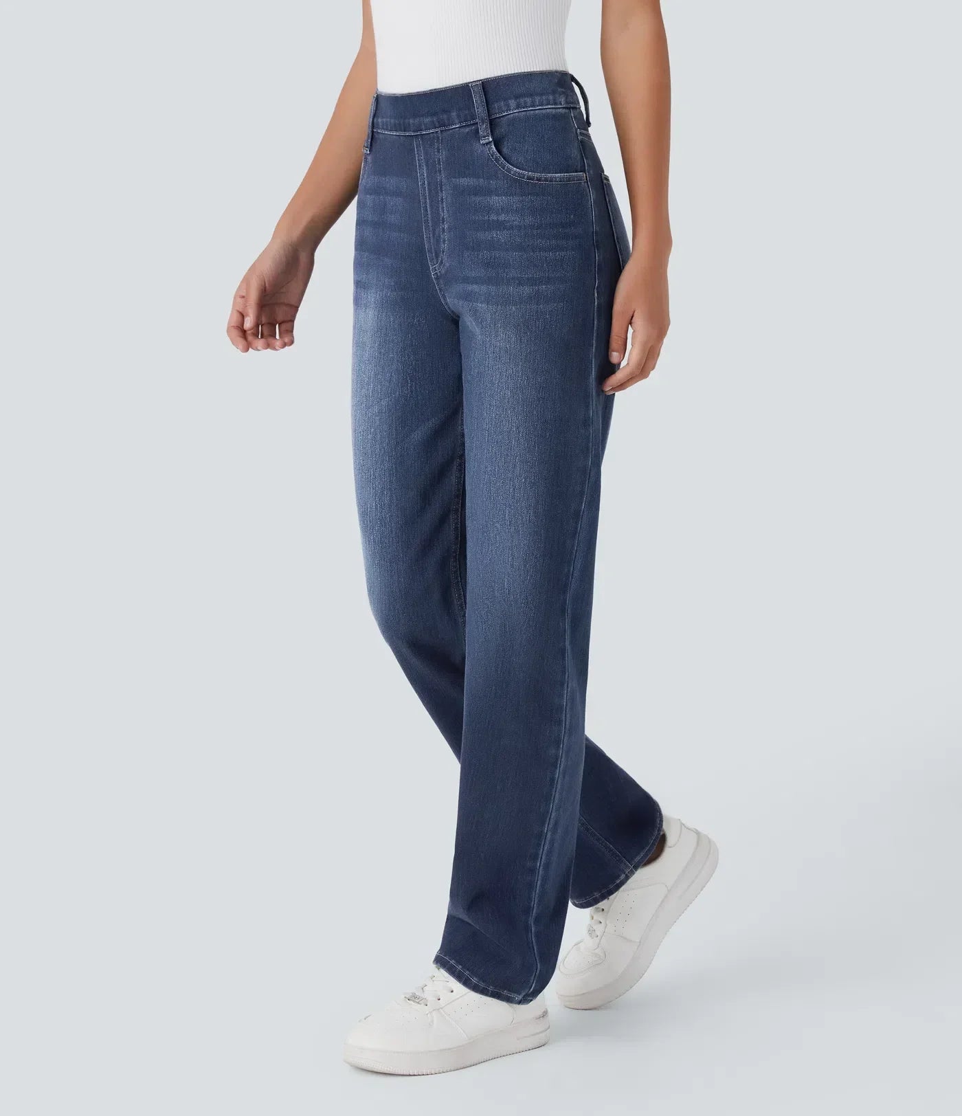 Elastiska och bekväma byxor med hög midja/Elastische & Comfortabele Broek Met Hoge Taille