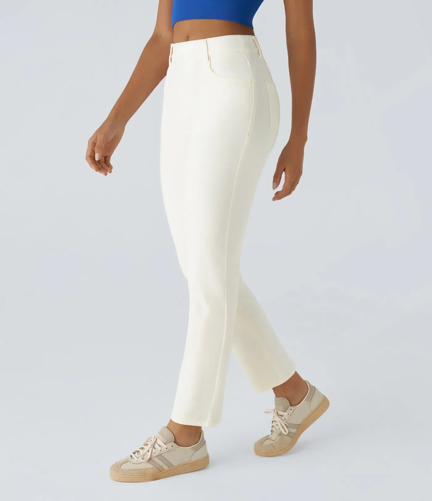 Elastiska och bekväma byxor med hög midja/Elastische & Comfortabele Broek Met Hoge Taille
