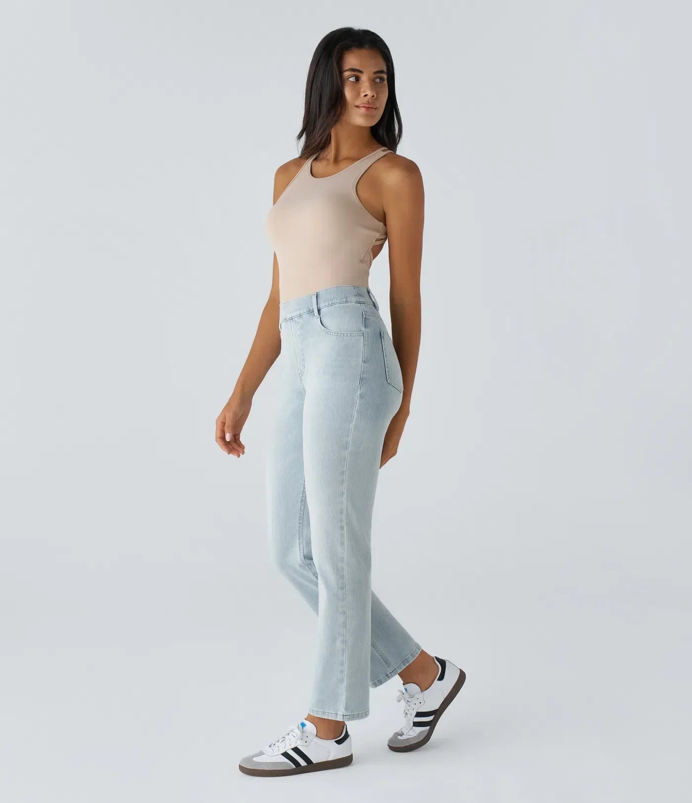 Elastiska och bekväma byxor med hög midja/Elastische & Comfortabele Broek Met Hoge Taille