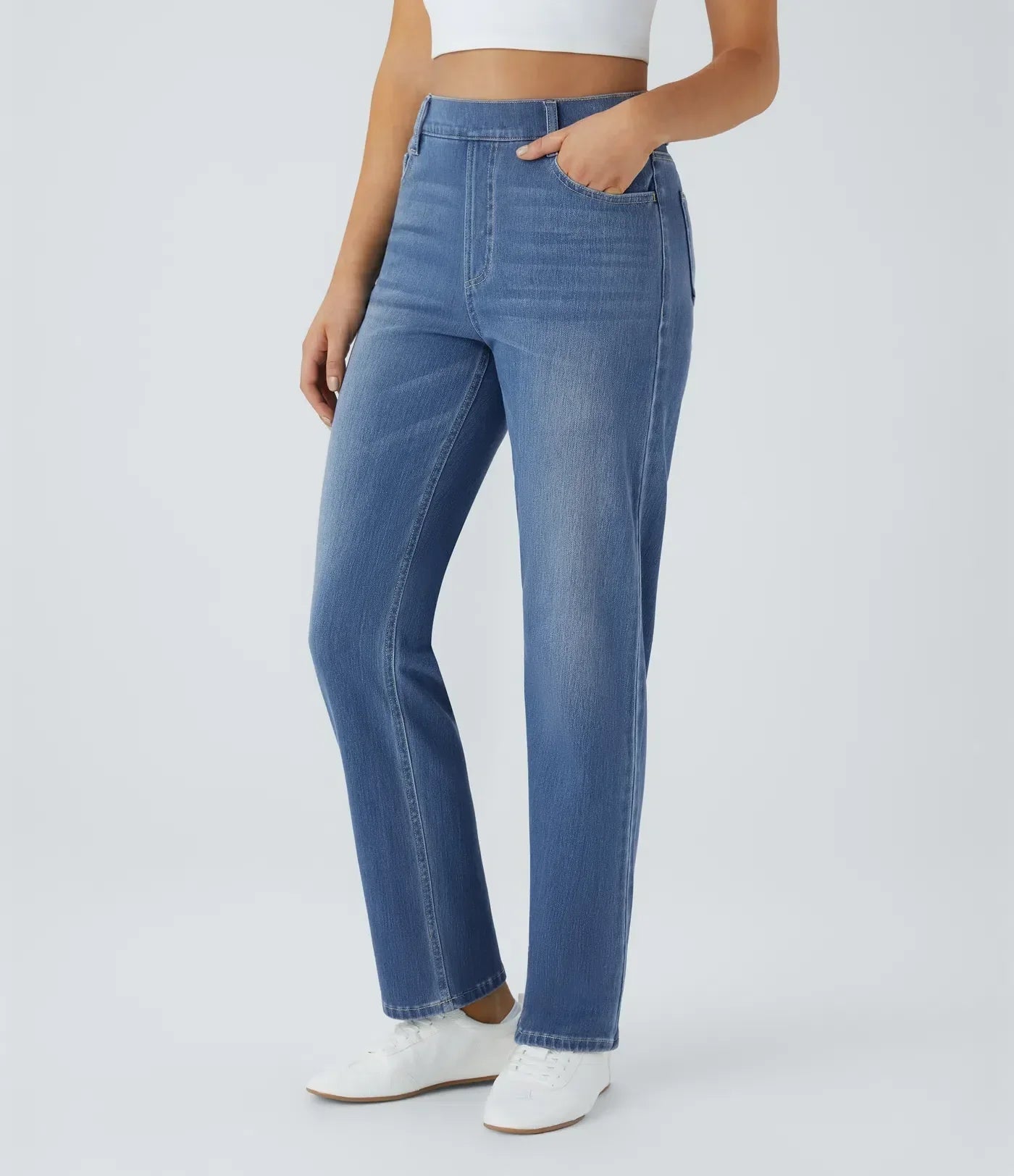 Elastiska och bekväma byxor med hög midja/Elastische & Comfortabele Broek Met Hoge Taille