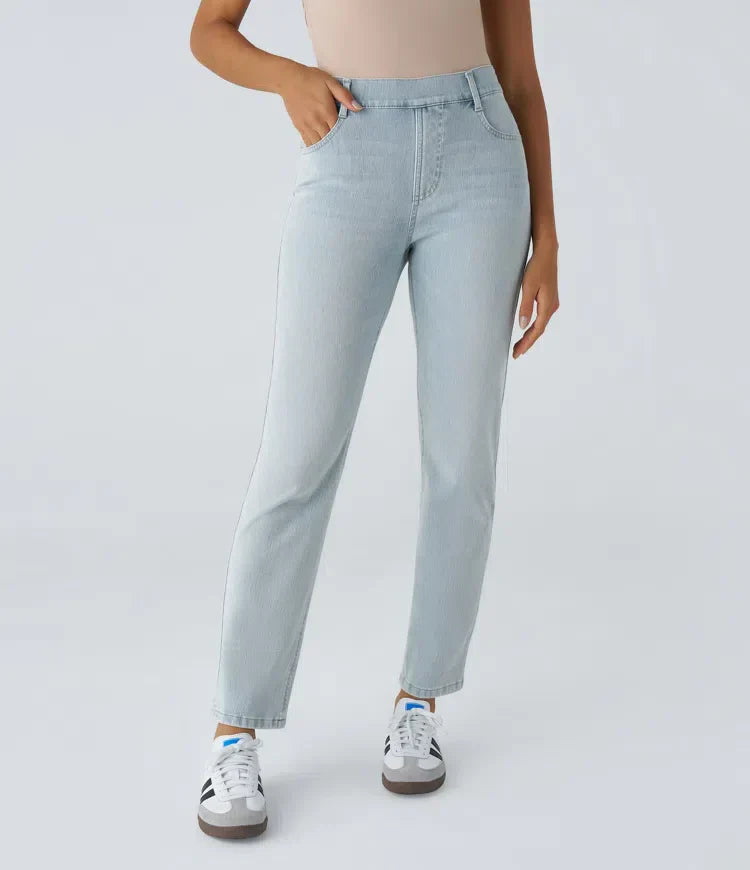 Elastiska och bekväma byxor med hög midja/Elastische & Comfortabele Broek Met Hoge Taille