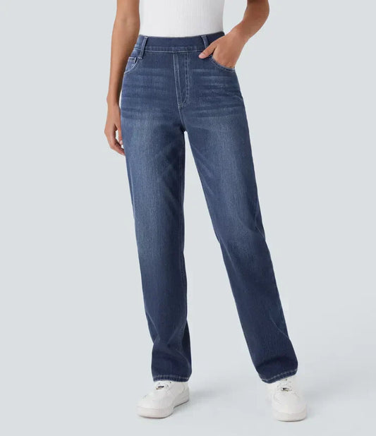 Elastiska och bekväma byxor med hög midja/Elastische & Comfortabele Broek Met Hoge Taille