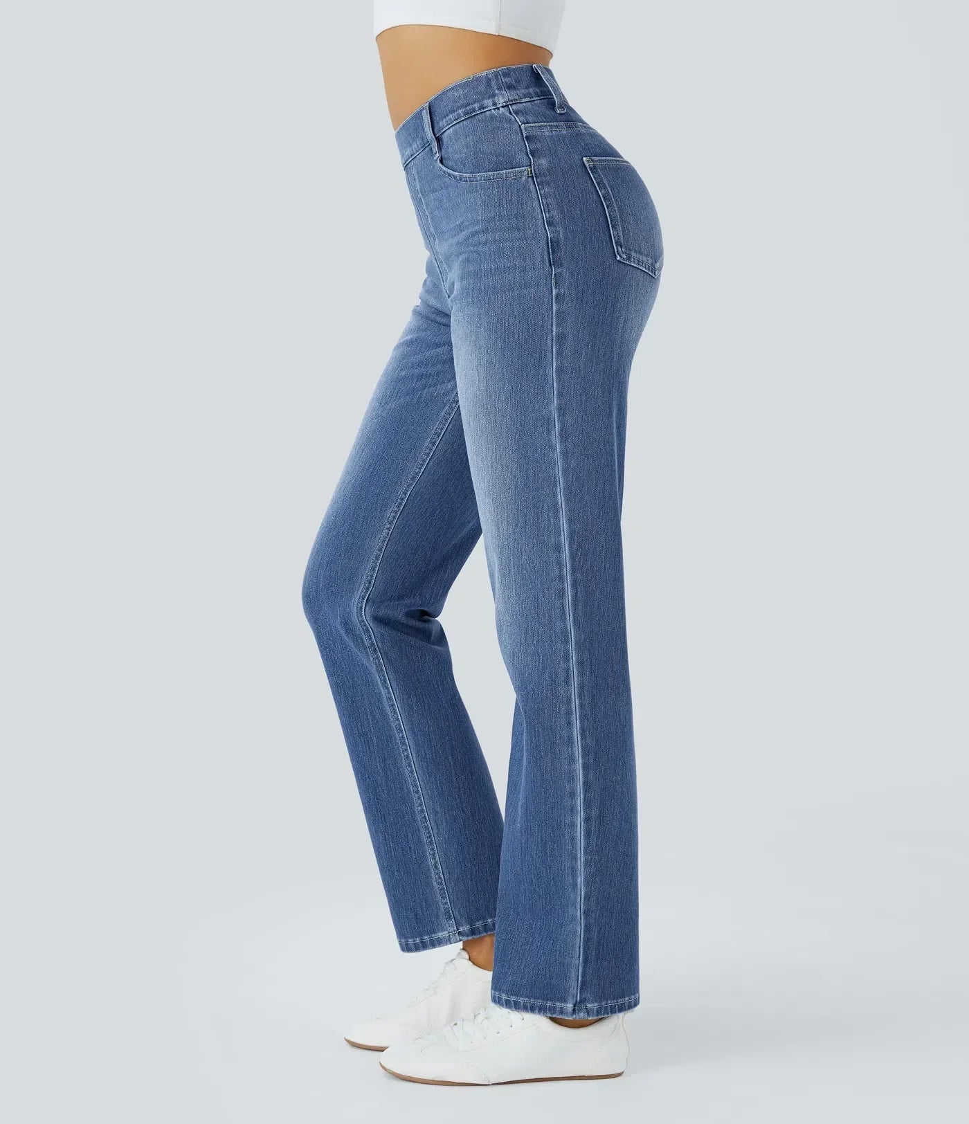 Elastiska och bekväma byxor med hög midja/Elastische & Comfortabele Broek Met Hoge Taille