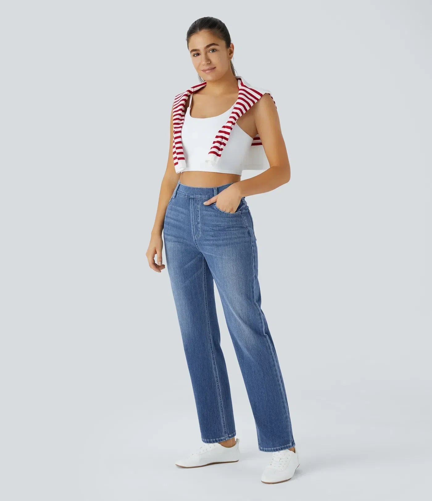 Elastiska och bekväma byxor med hög midja/Elastische & Comfortabele Broek Met Hoge Taille