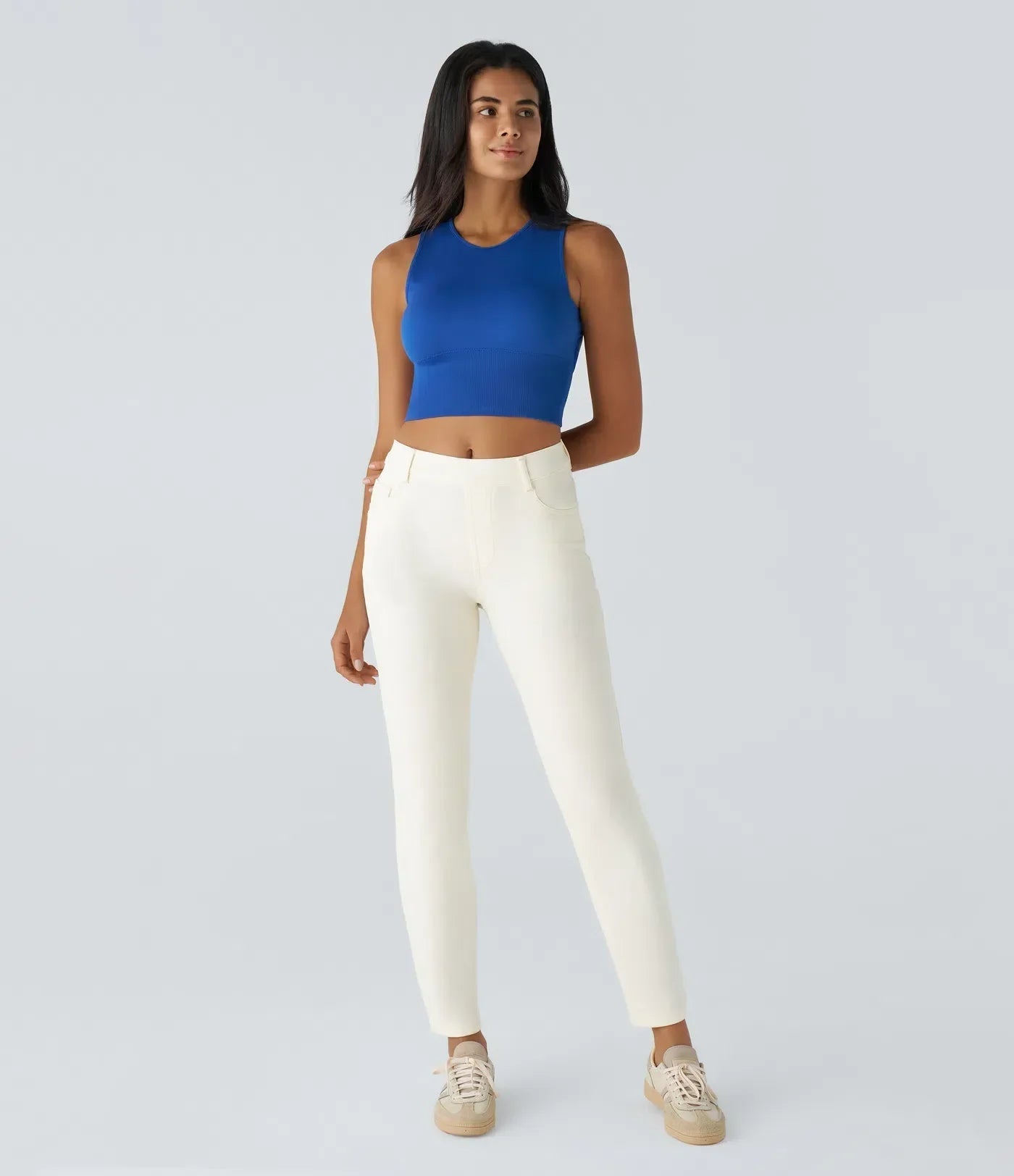 Elastiska och bekväma byxor med hög midja/Elastische & Comfortabele Broek Met Hoge Taille