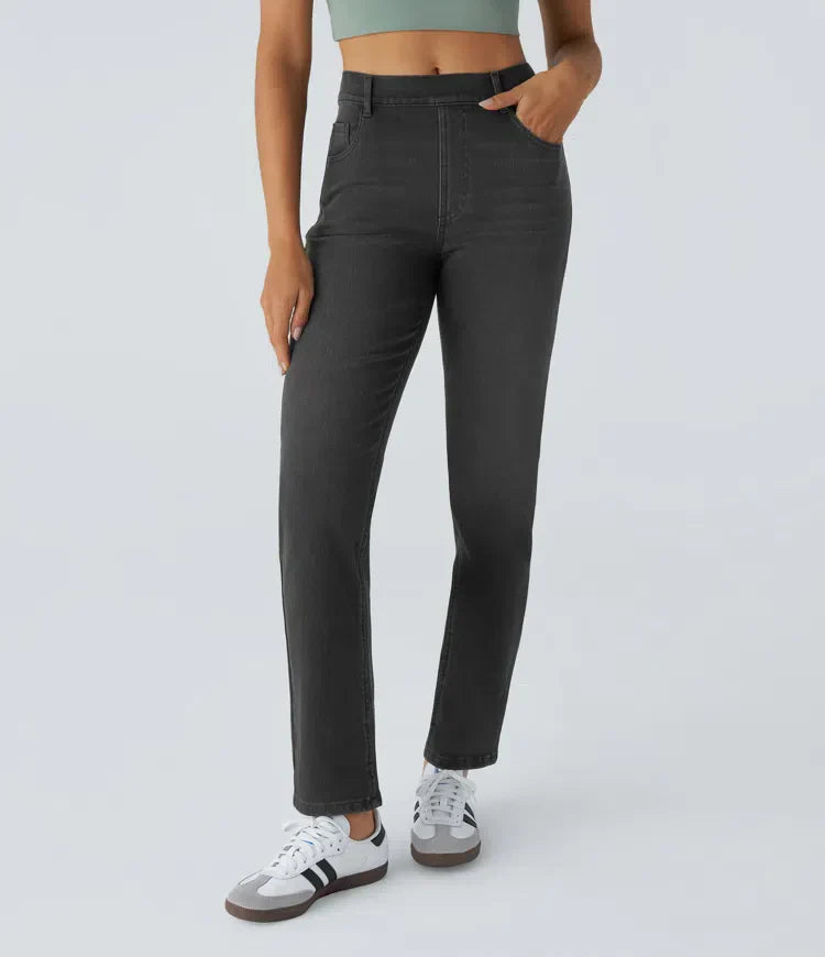 Elastiska och bekväma byxor med hög midja/Elastische & Comfortabele Broek Met Hoge Taille