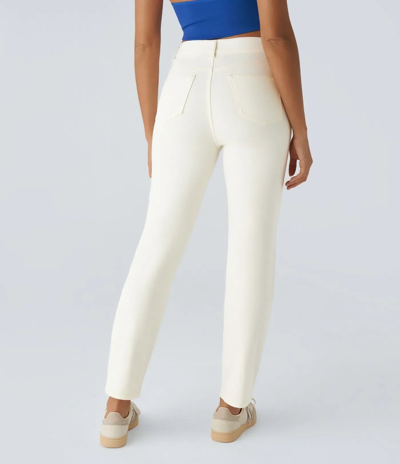 Elastiska och bekväma byxor med hög midja/Elastische & Comfortabele Broek Met Hoge Taille