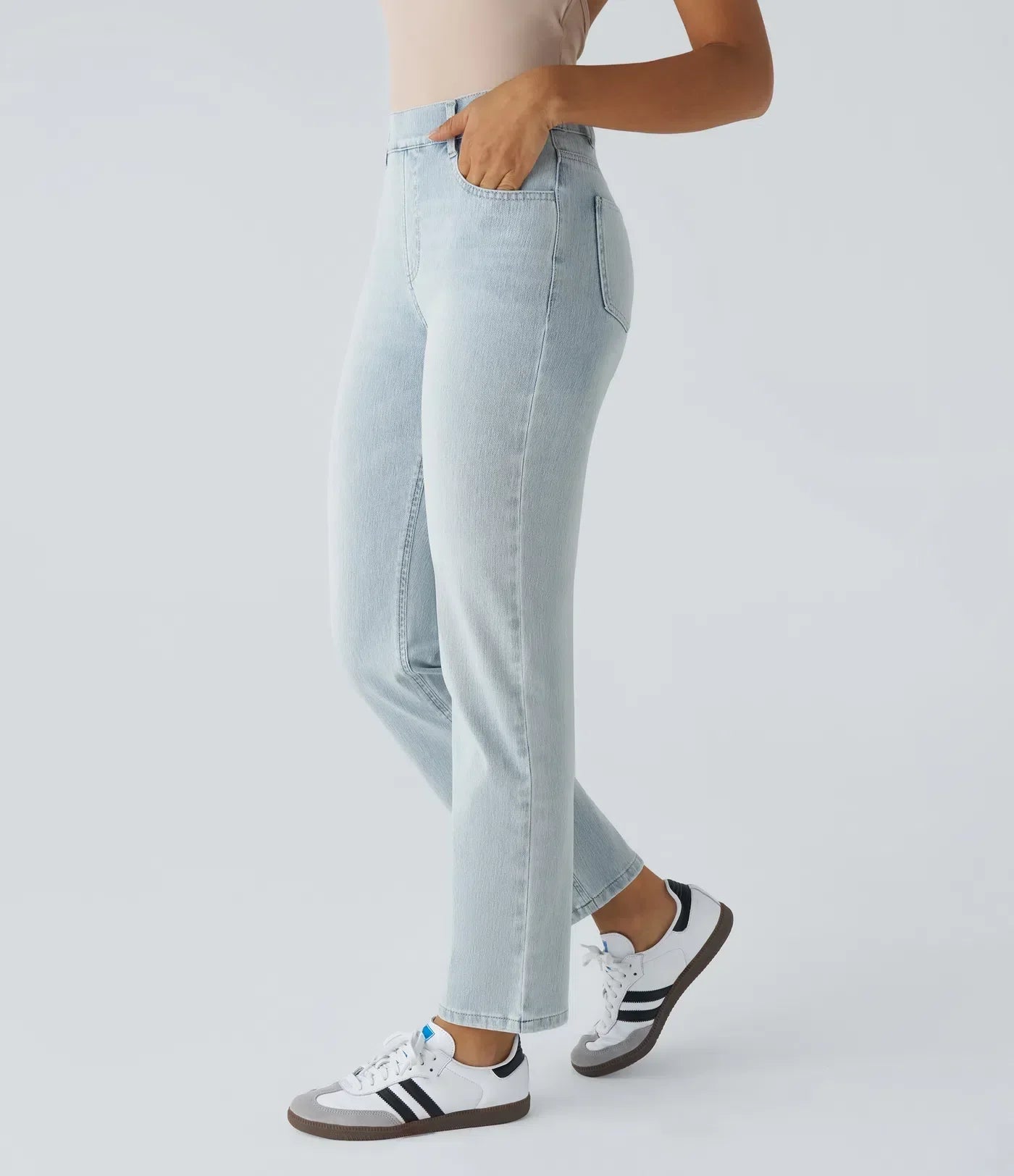 Elastiska och bekväma byxor med hög midja/Elastische & Comfortabele Broek Met Hoge Taille