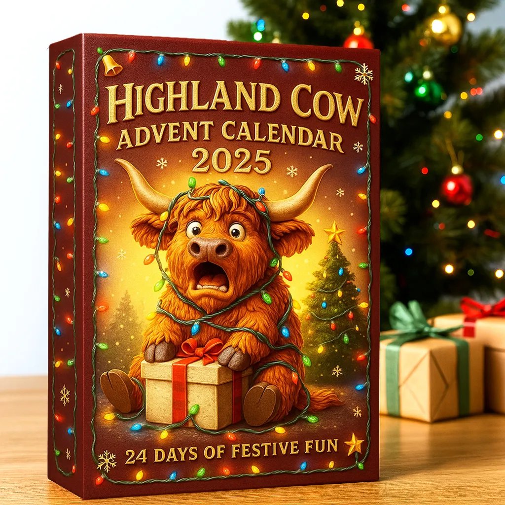 đźHighland Cow Adventskalender 2025đâš - 3D Handgjord Highland Cow Doll (24 st)